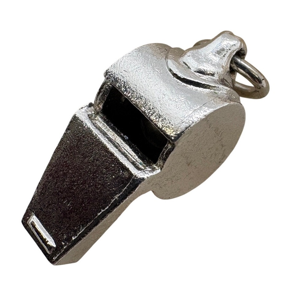 Vintage Silver Tone Whistle Charm Pendant Miniature Sports Coach 3.03g SKU 230